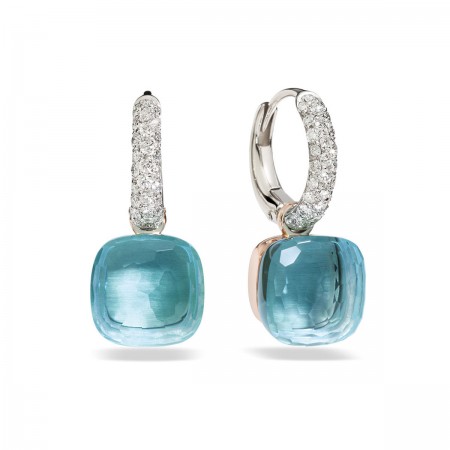 boucles d'oreilles NUDO Topaze Bleue et Diamants Pomellato