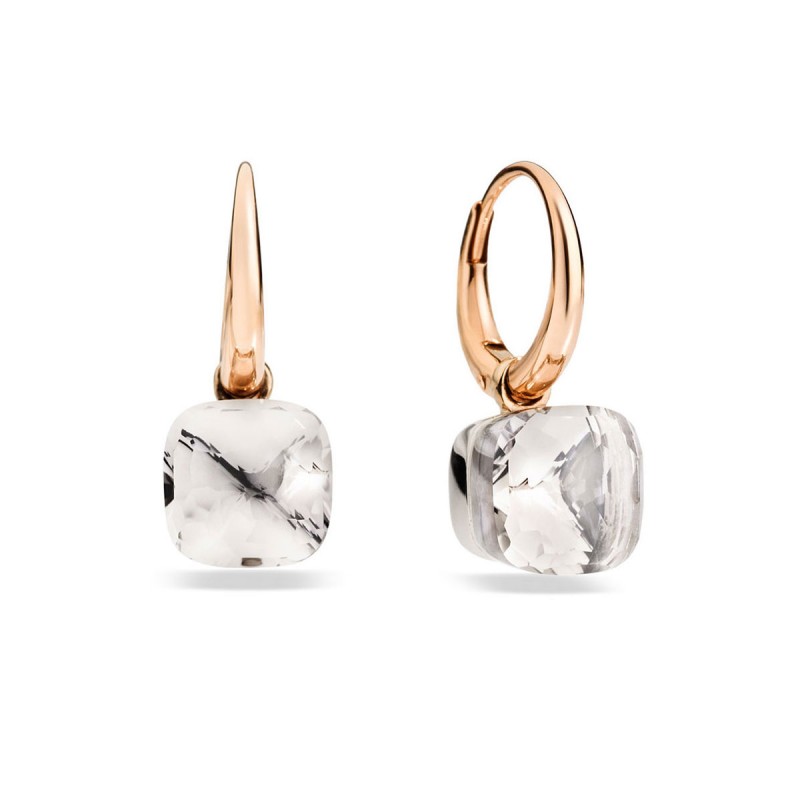 NUDO Petit en Or Rose et Or Blanc avec Topaze Blanche NUDO Petit en Or Rose et Or Blanc avec Topaze Blanche