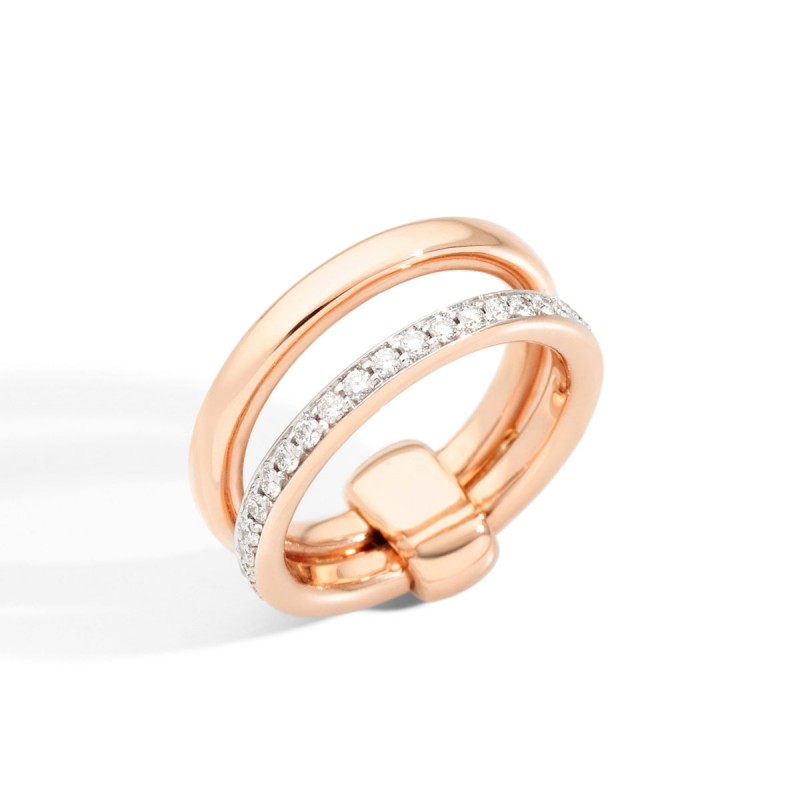 Bague en or rose 18 ct et 32 diamants