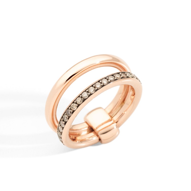 Bague en or rose 18 ct et 32 diamants bruns