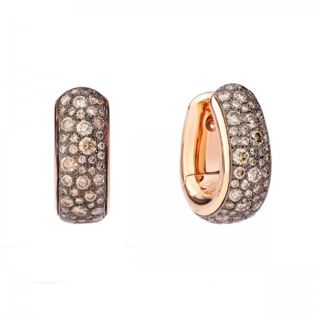 Boucles d'oreilles en or rose 18 ct et 136 diamants bruns - Pomellato