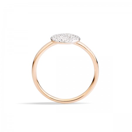 Bague en or rose, pavage de diamants