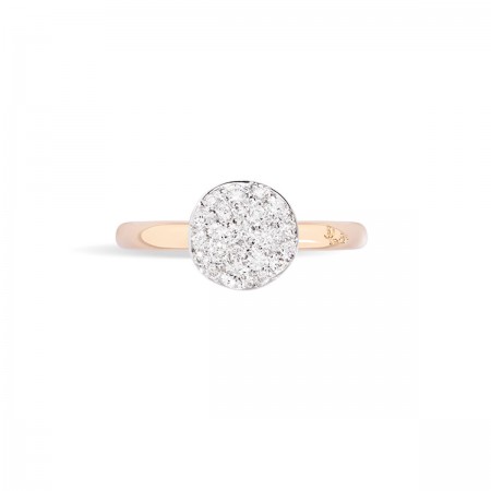 Bague en or rose, pavage de diamants