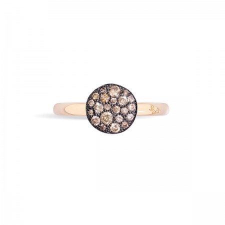 Pomellato Bague en or rose, pavage de diamants bruns