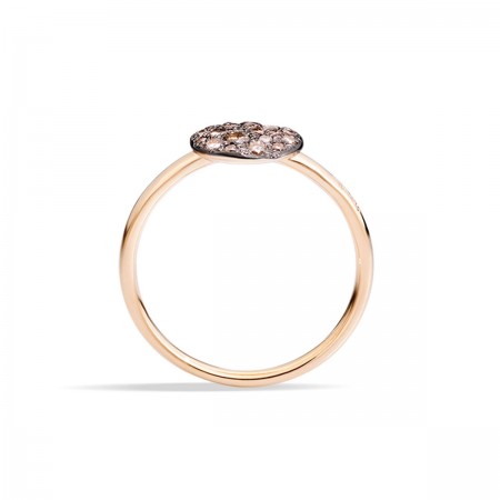 Pomellato Bague en or rose, pavage de diamants bruns