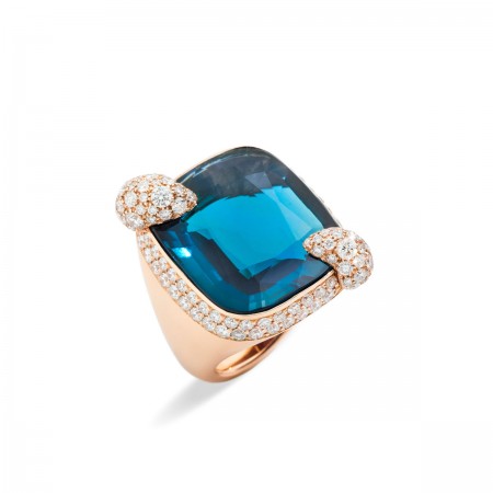 bague diamant avec  topaze bleu de Londres