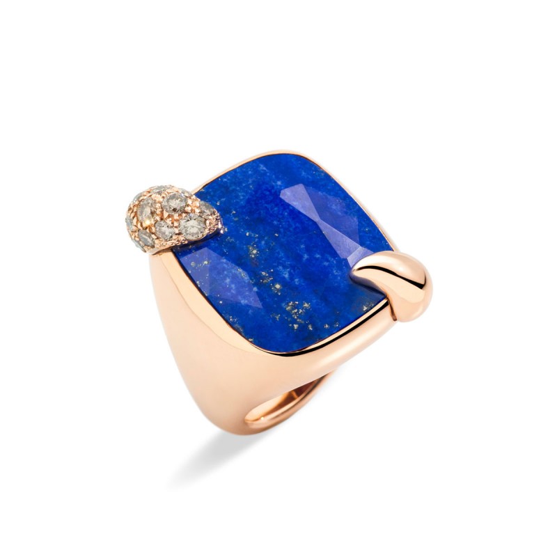 Bague  Pomellato lapis-lazuli  ct et diamants bruns