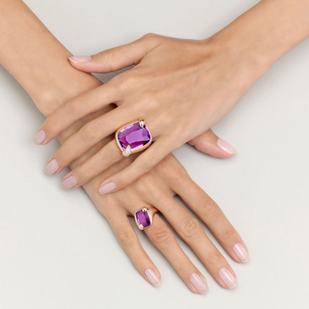 Bague en Or rose avec Améthyste et diamants