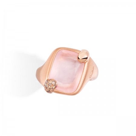 bague Ritratto quartz rose et diamants bruns