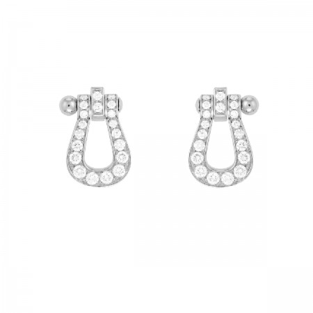 Boucles d'oreilles Force 10 moyen modèle en or blanc et diamants FRED