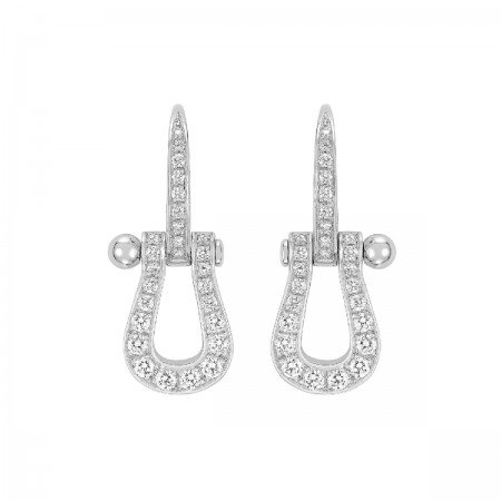 Boucles d'oreilles Force 10 en or blanc pavées de diamants FRED