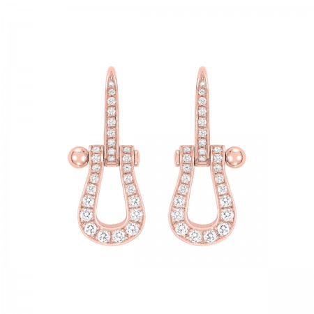 Boucles d'oreilles Force 10 en or rose pavées de diamants FRED