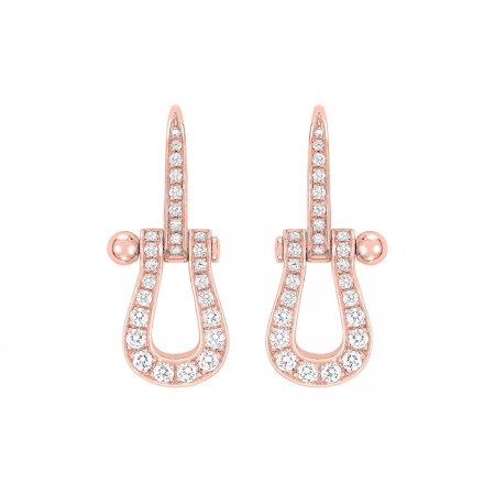 Boucles d'oreilles Force 10 en or rose pavées de diamants FRED