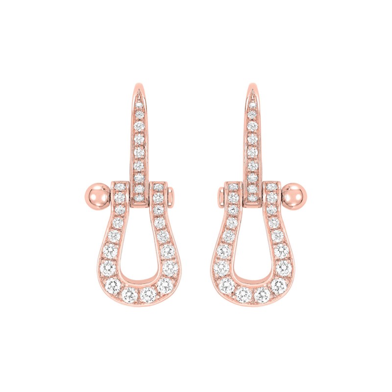 Boucles d'oreilles Force 10 en or rose pavées de diamants FRED