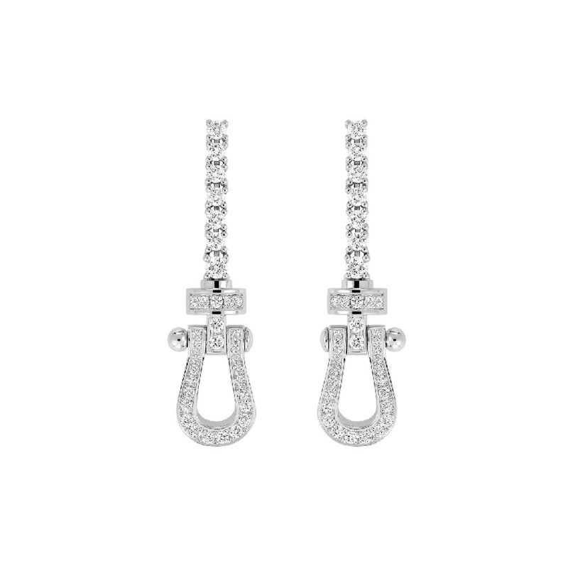 Boucles d'oreilles Force 10 ligne diamants en or blanc FRED