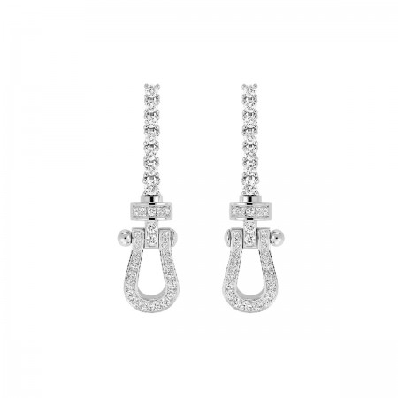 Boucles d'oreilles Force 10 ligne diamants en or blanc FRED