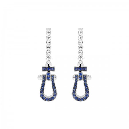 Boucles d'oreilles Force 10 ligne diamants  - saphirs bleus - FRED