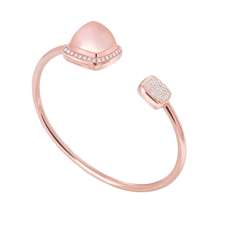 Jonc Pain de Sucre Quartz rose et or rose