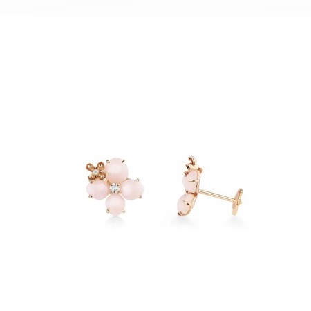 BOUCLES D'OREILLES - OR ROSE - 18 Carats - OPALE ROSE