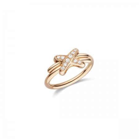 bague  en or rose, serti de diamants taille brillant