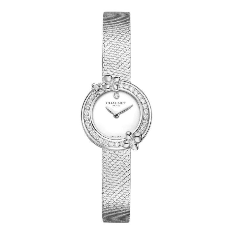 Montre Hortensia "Eden"-LAQUE BLANC-Cadran Diamant