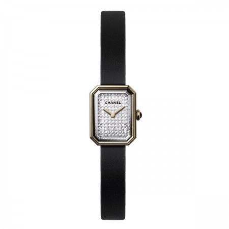 Montre PREMIÈRE Velours - Or jaune et titane, bracelet en caoutchouc noir toucher velours - CHANEL