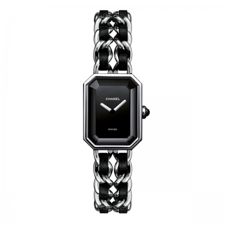 Montre Première Rock - Acier et cuir noir, cadran noir - CHANEL - Vue par défaut - voir la version taille réelle