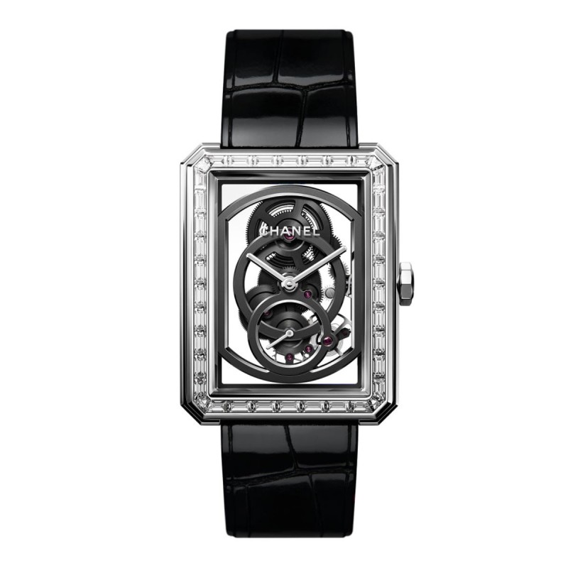 Montre BOY·FRIEND squelette - Grand modèle en or blanc 18 carats serti de diamants - CHANEL - Montre BOY·FRIEND squelette - Grand modèle en or blanc 18 carats serti de diamants - CHANEL -