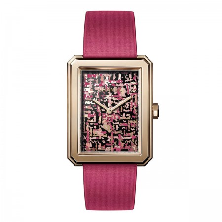 Montre BOY·FRIEND TWEED - Grand modèle, OR BEIGE et émail Grand Feu
