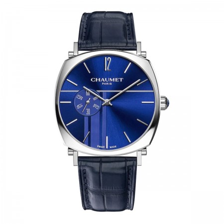 Montre Chaumet Homme, Acier, Bleu, Cuir