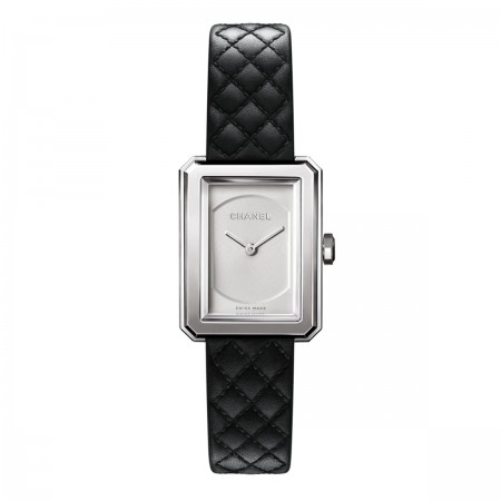 Montre BOY·FRIEND - Petit modèle, acier et bracelet en veau motif matelassé - CHANEL - voir la version taille réelle