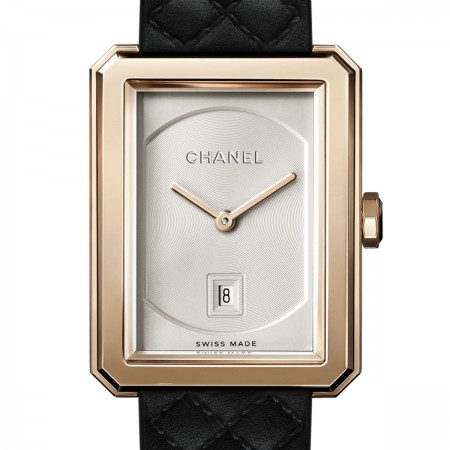 Montre BOY·FRIEND - Moyen modèle, OR BEIGE et bracelet en veau motif matelassé - CHANEL