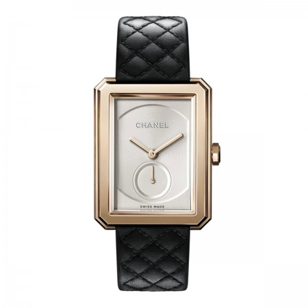 Montre BOY·FRIEND - Grand modèle, OR BEIGE et bracelet en veau motif matelassé - CHANEL - Vue par défaut