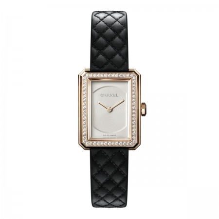 Montre BOY·FRIEND - Petit modèle, OR BEIGE et diamants, bracelet en veau motif matelassé - CHANEL - Vue par défaut