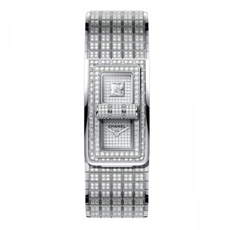 MONTRE CODE COCO - Or blanc 18 carats serti de diamants taille brillant - CHANEL - voir la version taille réelle